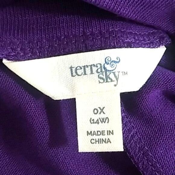 Terra & Sky Womens Purple Cowl Neck Sharkbite Tunic Top Size 0X (14W) - Picture 7 of 8
